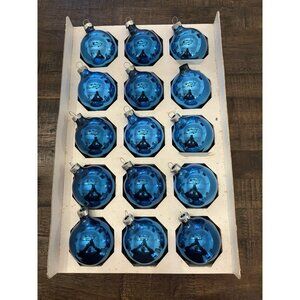 Vintage Pyramid Jumbo Christmas Ornaments Blue Round Glass